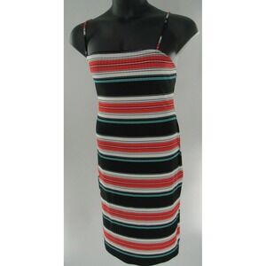 Plus Size Women's Black White Red Striped Dress Bodycon Spaghetti Strap 2X NWT